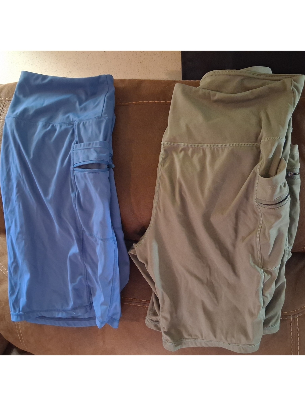 Women's Bike Shorts – Blue and Olive Comfortable Active Shorts